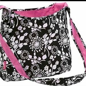 THIRTY-ONE BLACK FLORAL BRUSHSTROKE INSIDE OUT REVERSIBLE TOTE BAG - NWOT